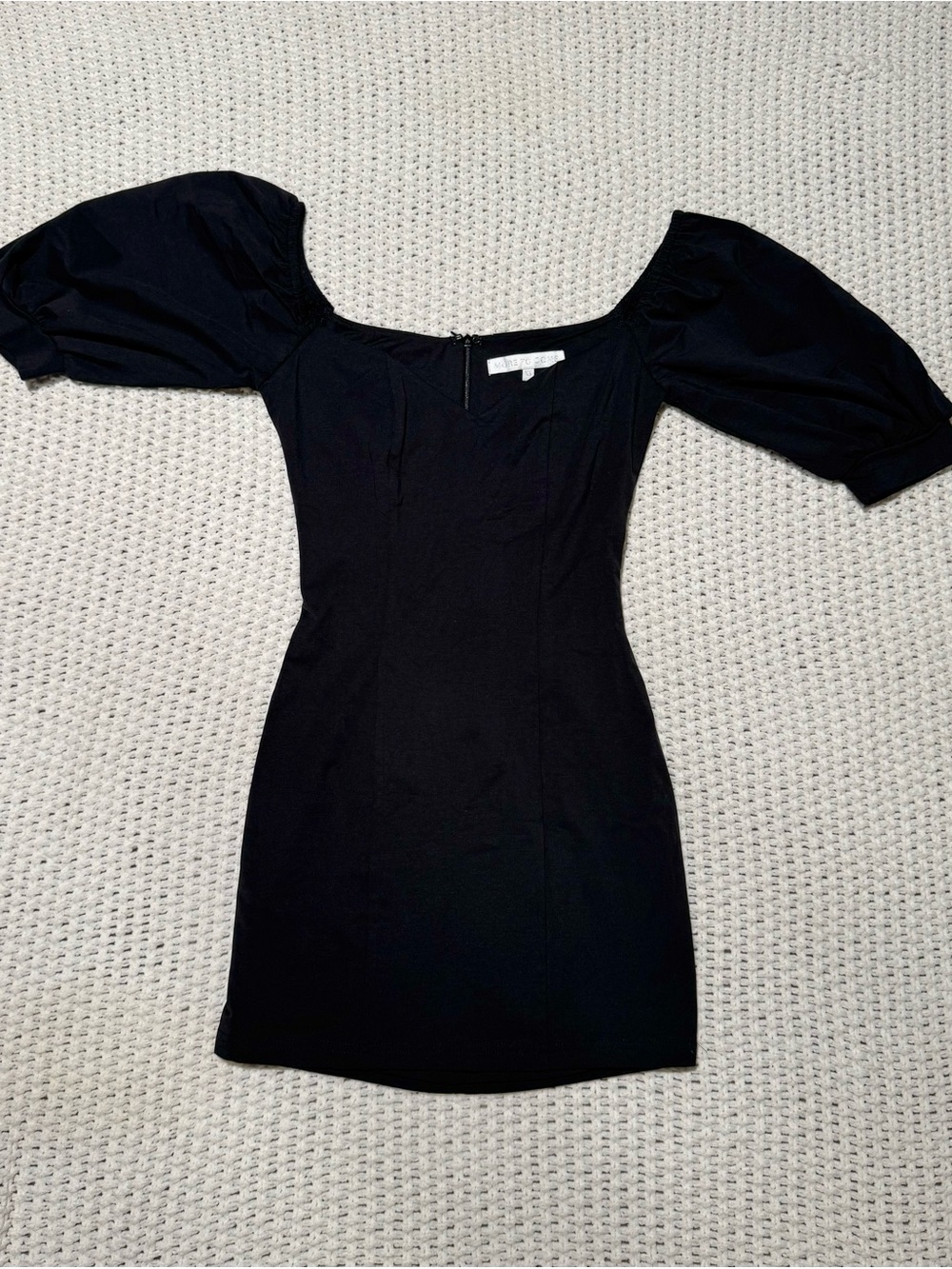 More To Come Black Puff Sleeve Square Neck Mini Dress XS